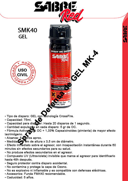 Spray homologado Sabre Red MK 4 GEL 75ML