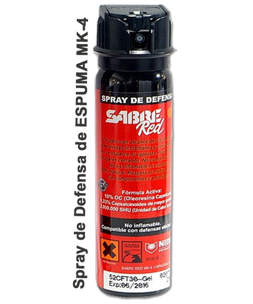 Spray pimienta homologado Sabre Red MK 4 ESPUMA