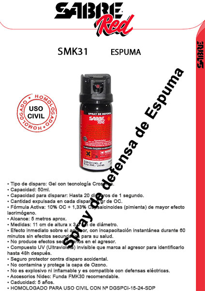 homologado spray pimienta share red espuma MK 3 homologado
